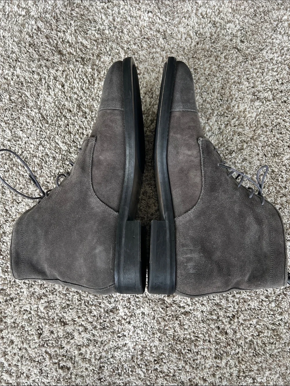 NWOT All Saints Men's Harland Cap Toe Leather Boots Charcoal Grey Size 46 US 13